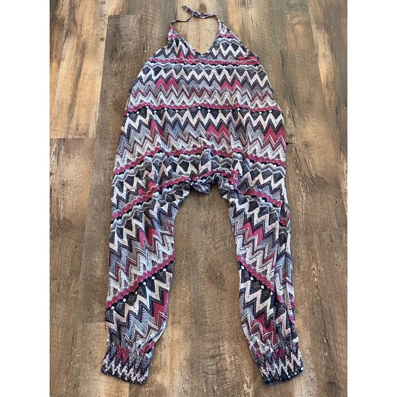 Buddha Pants Zag Harem Jumper Jumpsuit The Catsuit M 100% Cotton - Picture 1 of 8